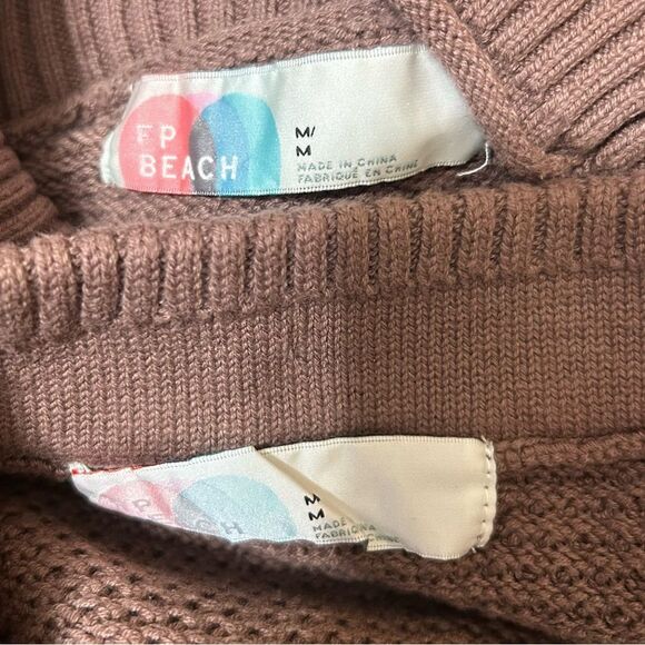 Free People Hailee Sweater Skirt Set M Brown Mock Neck Cropped Pullover Midi - Picture 11 of 13